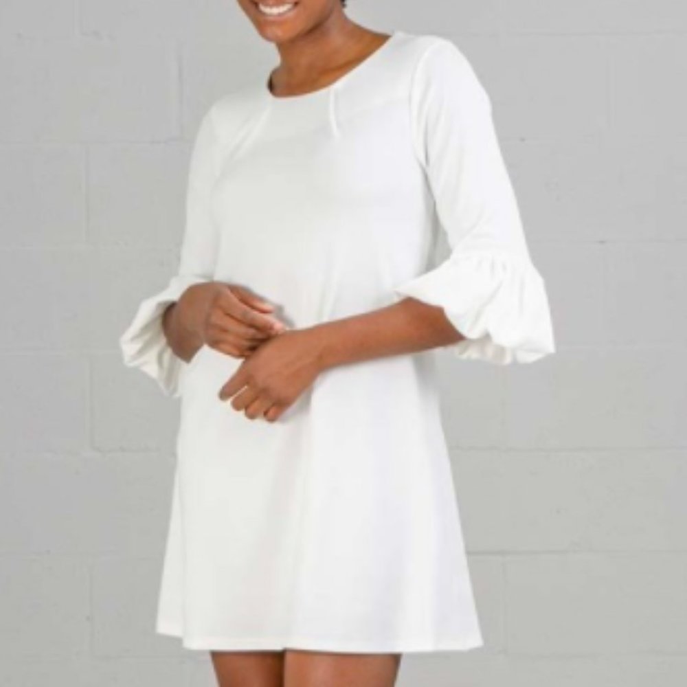 Nina Leonard Balloon Sleeve Dress White 2X Brand NEW